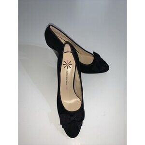 Isaac Mizrahi Live Women's 8M Pumps Stacked Heel Suede with Bow A269800